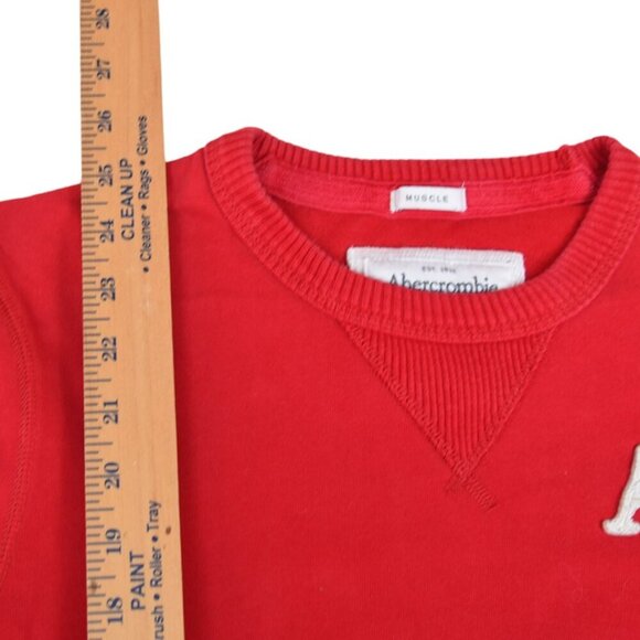 Abercrombie & Fitch A&F Embroidered Crewneck Sweatshirt Men’s M Red Muscle Prep - Picture 7 of 8